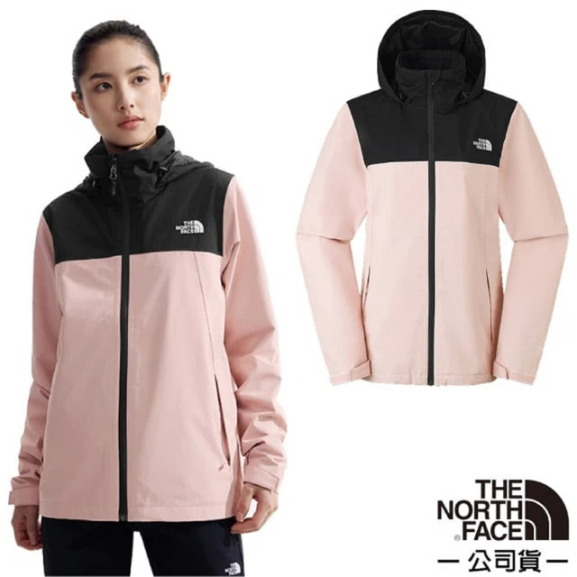 The North Face 女 防水透氣連帽外套.夾克.風衣/DryVent面料.可收納風帽(88FY-LK6 柔霧粉)