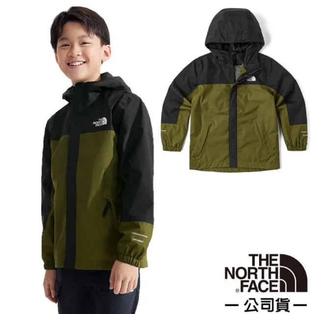 【The North Face】童/女 輕量防水透氣連帽休閒外套.防風夾克.機能性風衣.風雨衣(8A48-PIB 橄欖綠)