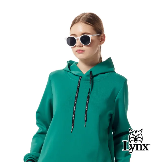 【Lynx Golf】首爾高桿風格！女款吸排機能拉鍊口袋羅紋配條剪裁帽T長袖圓領POLO衫/高爾夫球衫(二色)