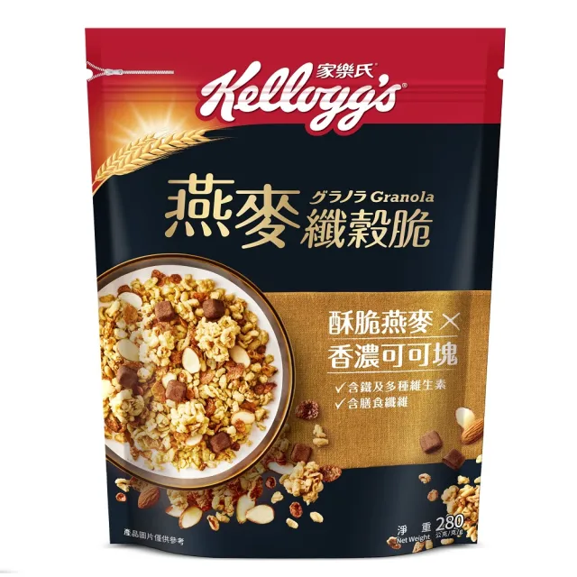 【家樂氏Kelloggs】纖穀脆口味任選x1包(榛果可可/鮮摘草莓/黑巧/果實/超莓/堅果/Light/燕麥)