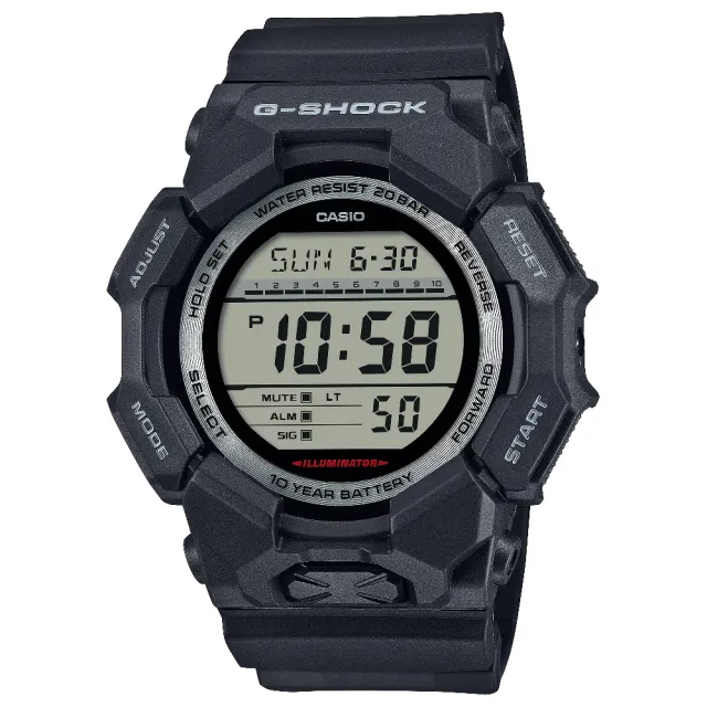 【CASIO 卡西歐】10年電力數位錶 黑 51.9 mm(GD-010-1)
