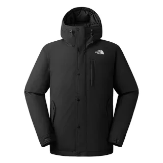 【The North Face 官方旗艦】北面男款黑色DWR防潑水保暖連帽羽絨外套｜88R44H0(550蓬鬆度)