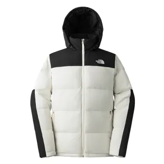 【The North Face 官方旗艦】北面男款米白色DWR防潑水保暖連帽羽絨外套｜4U82ROU(550蓬鬆度)