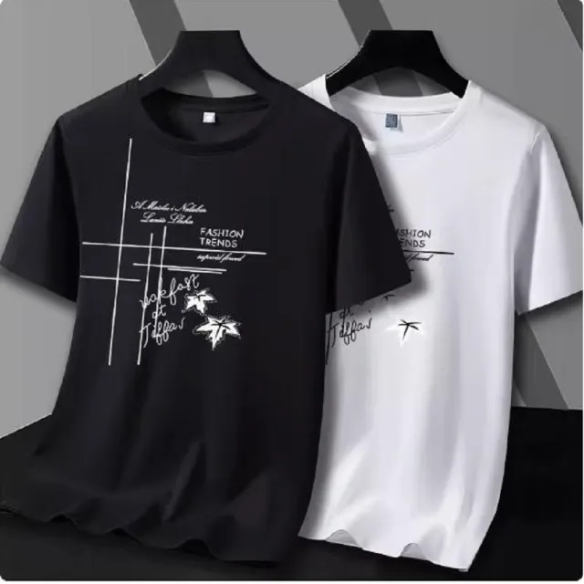 【NBL】現貨買一送一冰絲棉薄款多色印花T恤T0624(潮牌百搭圓領短袖T恤)