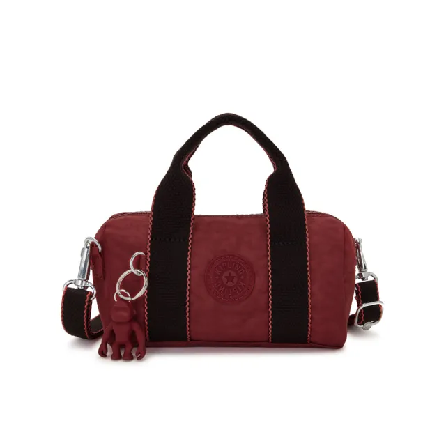 【KIPLING】勃根地鐵鏽紅輕巧圓筒手提肩背兩用包-BINA MINI