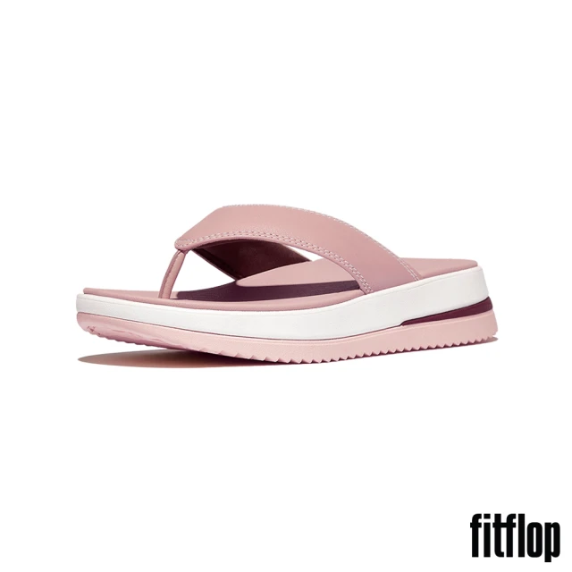 FitFlop SURFF撞色縫線皮革夾腳涼鞋-女(藕粉色/柔粉色)