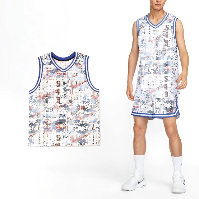 NIKE 耐吉 球衣 DNA Basketball Jerseys 男款 藍橘 速乾 寬鬆 籃球 運動 背心(FZ0691-100)