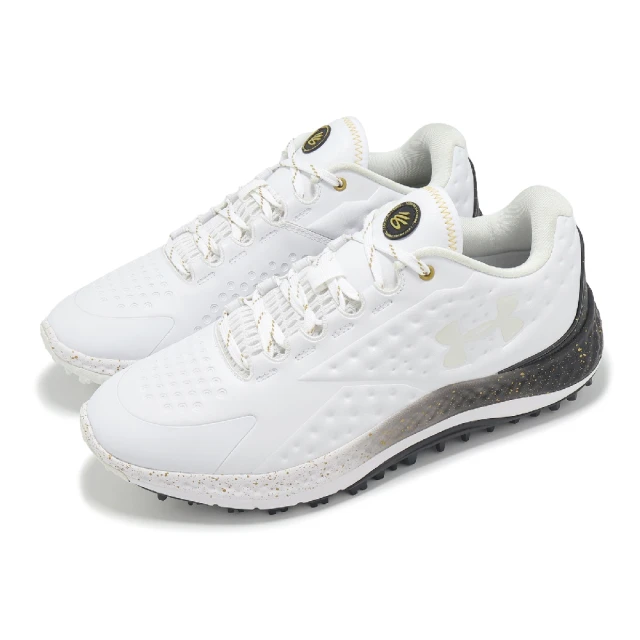 UNDER ARMOUR 高爾夫球鞋 Curry 1 Golf 男鞋 白 黑 防潑水 緩衝 無釘 咖哩 運動鞋 UA(3027378101)