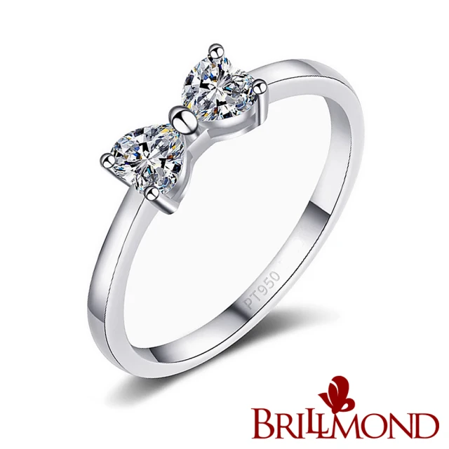 BRILLMOND JEWELRY 30分天然鑽石 PT950鉑金 心型蝴蝶結鑽戒(天然鑽石總重30分)