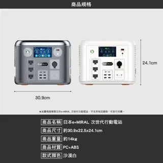 【e+MIRAI】次世代行動電站 白色-贈收納包(儲能 充電 BSMI認證 露營 逐露天下)