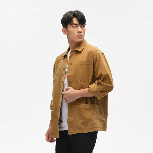 【JEEP】男裝 舒適休閒多口袋襯衫(深藍土黃色)