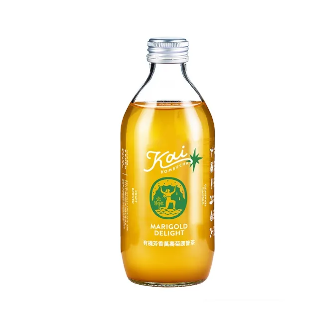 【Kai】有機芳香萬壽菊康普茶330ml 12入/箱(氣泡飲 益生菌 康普茶 保健茶)