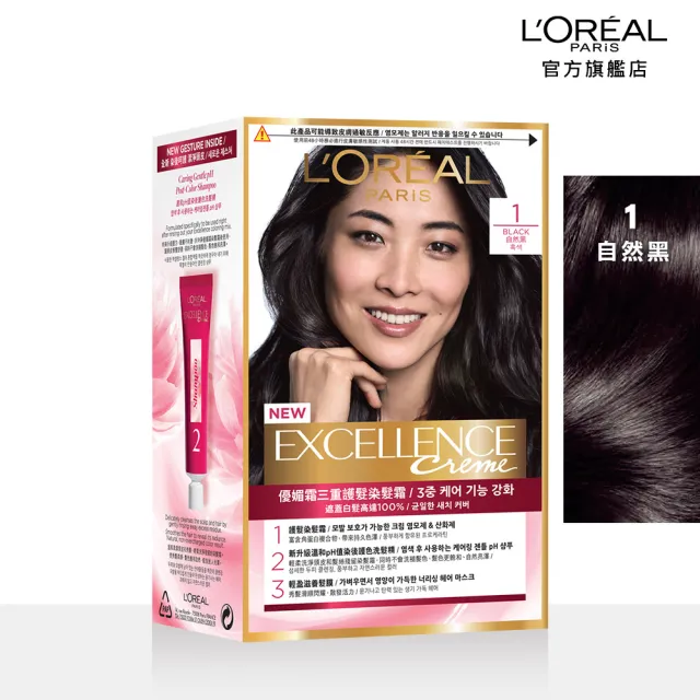 【LOREAL Paris 巴黎萊雅】買1送1-優媚霜三重護髮染髮霜/雙管染髮霜 2入組(染髮/持久遮白)