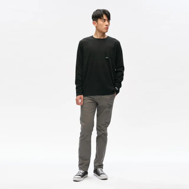 【JEEP】男裝 山林圖騰口袋純棉長袖T恤(黑色)