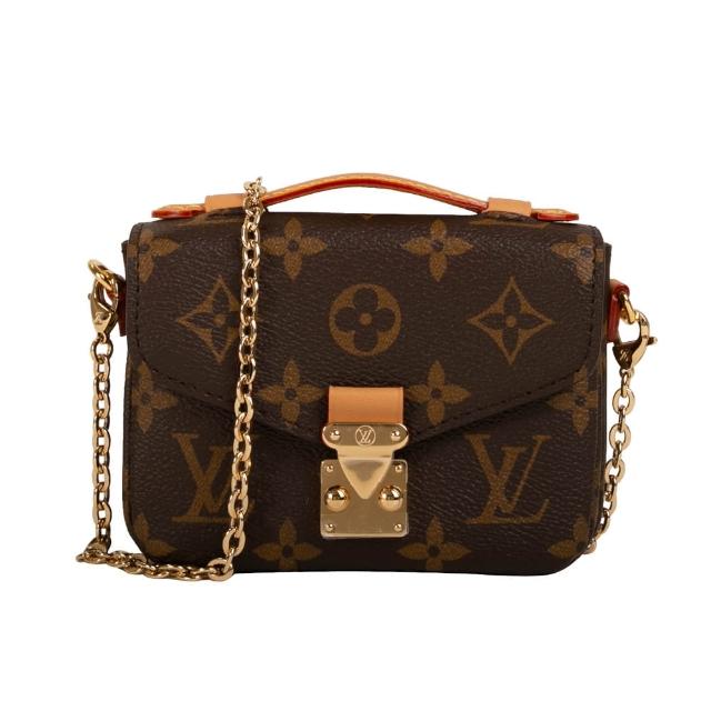 LV LOUIS VUITTON 路易威登 M81267 MICRO Metis 系列經典 Monogram 斜背郵差包，採用高階牛皮與帆布製成，咖啡色系設計優雅時尚，適合女性日常出勤與休閒場合。配有原廠防塵袋與鍊帶，尺寸小巧輕便，容量適中，內設2個夾層，方便收納與整理。法國製造，歐洲來源，品質保證。