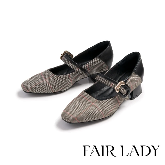 FAIR LADY 芯太軟 甜美細帶瑪莉珍低跟鞋(黑、5A2