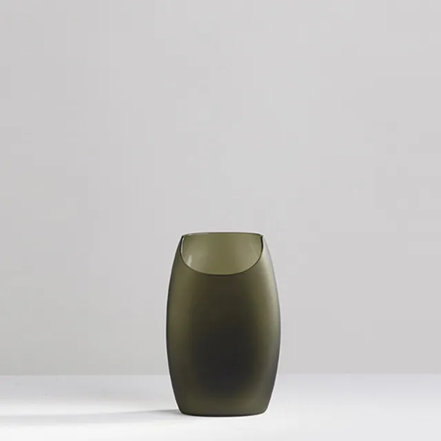 【3,co】玻璃月型口扁平花器-綠(8號)
