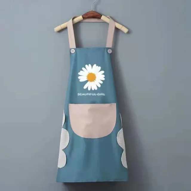 【TWBUY 台灣好購】可擦手綁帶圍裙(防水無袖工作服 PVC防水 珊瑚絨 大口袋 廚房)