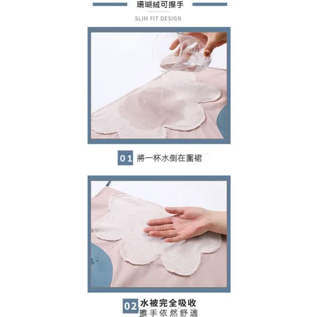 【TWBUY 台灣好購】可擦手綁帶圍裙(防水無袖工作服 PVC防水 珊瑚絨 大口袋 廚房)