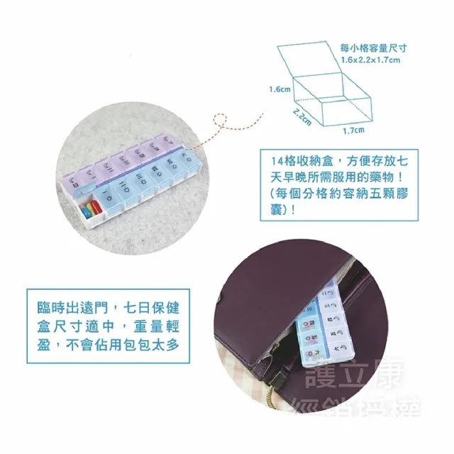 【海夫健康生活館】護立康 日/夜7日 隨身保健盒 藥盒 收納盒 5入(MB012)