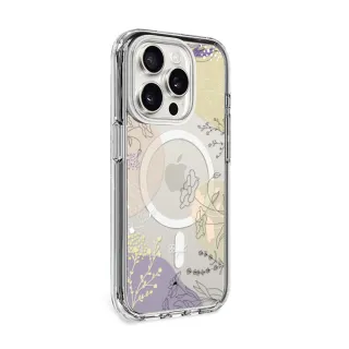 【apbs】iPhone 16/15/14/13/12/11系列 輕薄軍規防摔磁吸手機殼(幾何花語)
