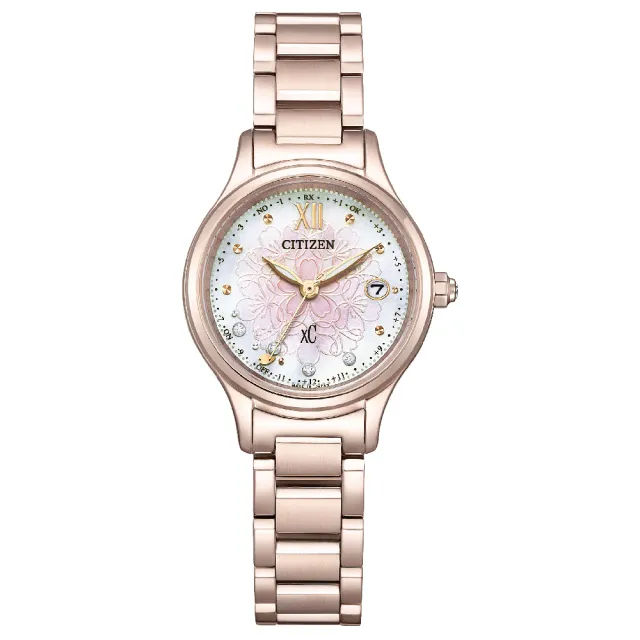 【CITIZEN 星辰】光動能電波鈦金屬腕錶 櫻花粉紅 27.0mm(ES9497-88X)