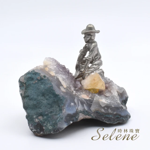 Selene 礦工造型水晶擺件(共生水晶)