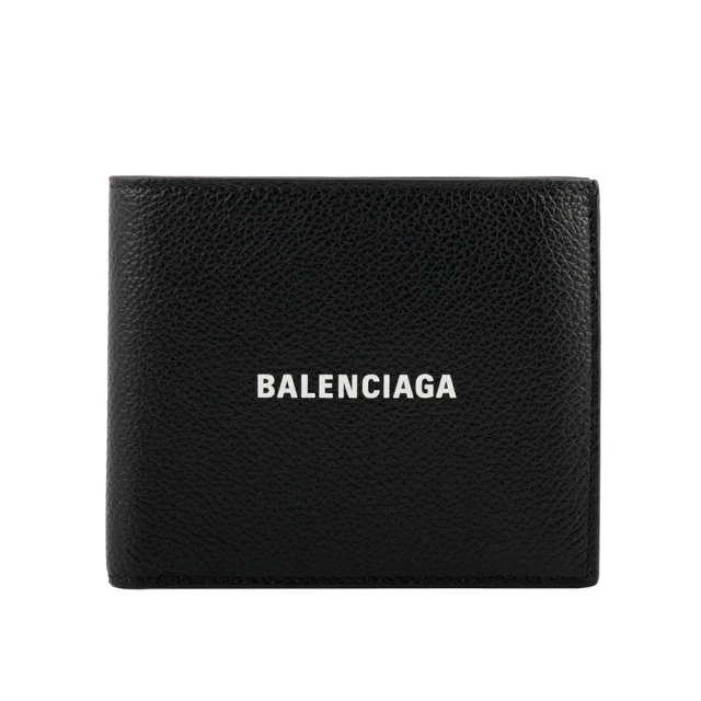 Balenciaga 巴黎世家 經典LOGO牛皮8卡對開短夾(黑)