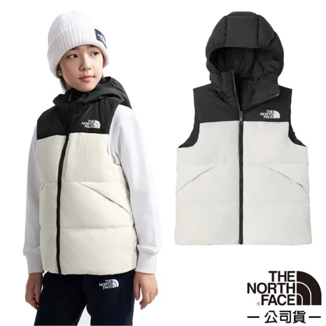 The North Face 童 雙面穿連帽保暖鵝絨背心.休閒上衣/600FP蓬鬆度(89XR-ROU 沙丘白)