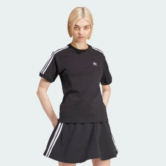 adidas 愛迪達 短袖上衣 女款 運動 三葉草 3 STRIPE TEE 黑 IU2420