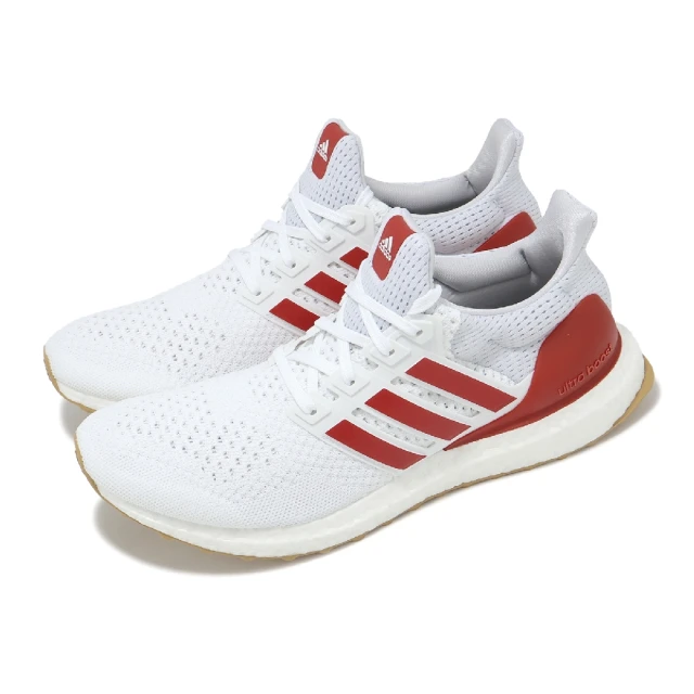 adidas 愛迪達 慢跑鞋 Ultraboost 1.0 男鞋 白 紅 經典款 針織 馬牌輪胎大底 運動鞋 愛迪達(JH9184)