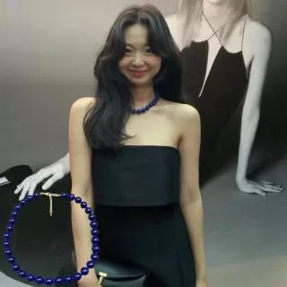 【MoonDy】項鍊  壓克力項鍊 串鍊 鎖骨鍊 毛衣鍊 小眾項鍊 韓國項鍊 個性項鍊 藍色項鍊 女