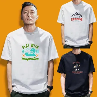 【LEEHER】純棉短袖/寬鬆版/Oversize T-shirt/休閒短t/上衣/印花上衣/t恤/男裝/落肩上衣/ 