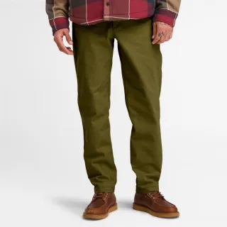 【Timberland 官方旗艦】男款橄欖綠色刷毛休閒卡其長褲(A6V32302)