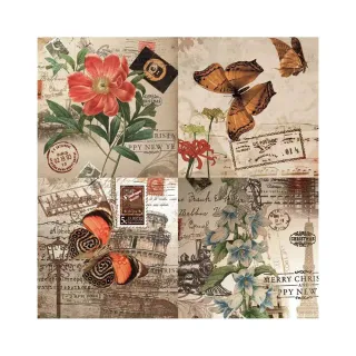 【Jun Jun】文藝系絲棉中方巾 絲巾 領巾 65*65cm(花舞蝶)