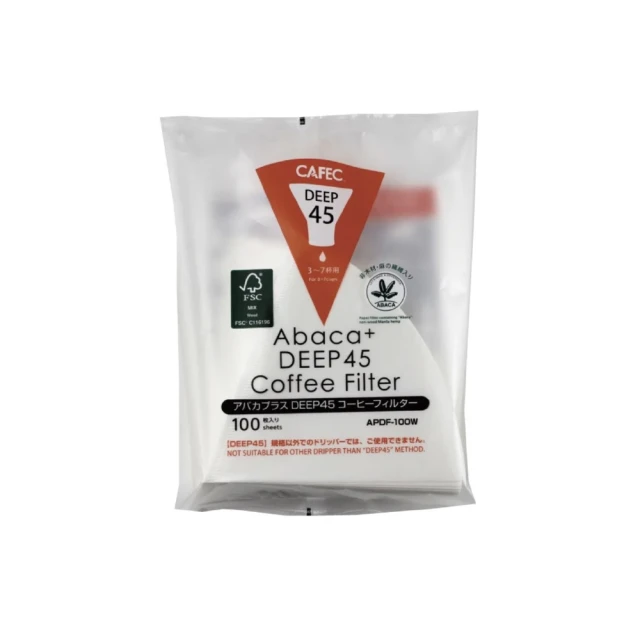 CAFEC 日本三洋產業CAFEC ABACA PLUS DEEP45 專用麻纖維咖啡濾紙 3-7杯份/100張/白色