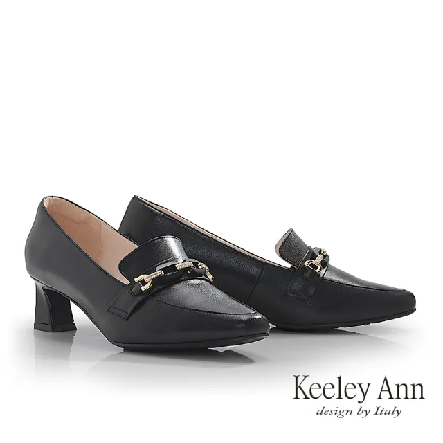 【Keeley Ann】鑽鍊尖頭T跟樂福鞋(黑色485258310)