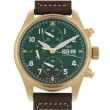 【IWC 萬國錶】噴火戰機飛行員青銅計時皮帶腕表x綠面x41mm(IW387902)