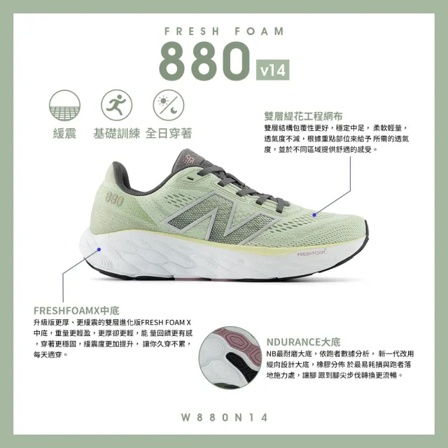 【NEW BALANCE】NB 慢跑鞋_W880N14-D_女性_綠色