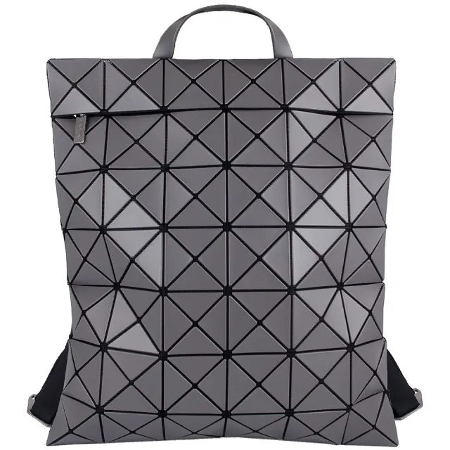 【ISSEY MIYAKE 三宅一生】BAOBAO 皮紋方格6x7拉鍊後背包(灰色)