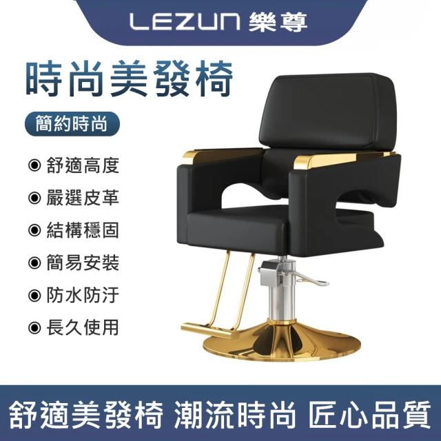 LEZUN 樂尊 理發店升降染發燙發大腳踏時尚拼色椅子(理發