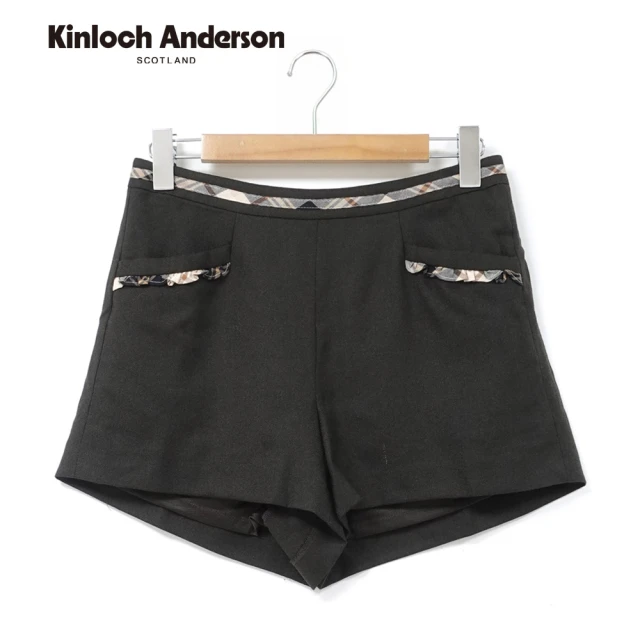 Kinloch Anderson 腰間格紋滾邊毛呢短褲 金安德森女裝(KA0465206 黑/深咖)