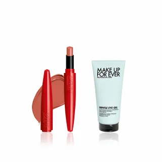 【MAKE UP FOR EVER】新品限定組(藝術大師熾熱玩色唇膏+完美舒緩眼唇卸妝乳50ml)