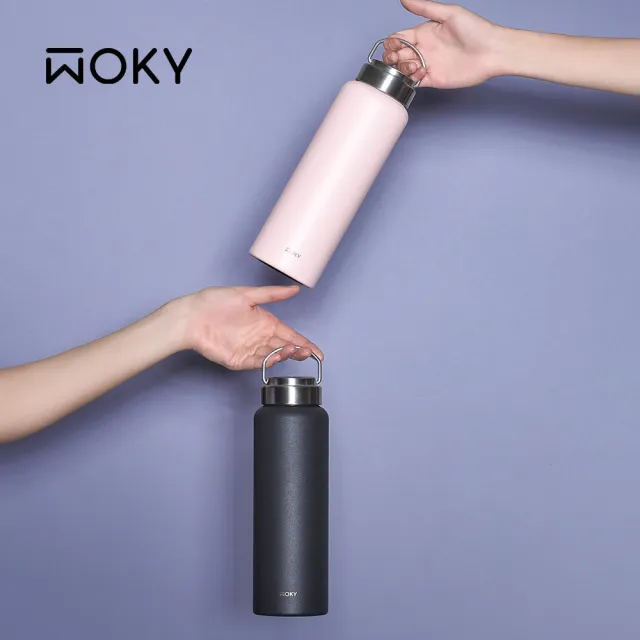 【WOKY 沃廚】買1送1-提手輕量陶瓷易潔層保溫杯800ML(momo獨家色)(保溫瓶)