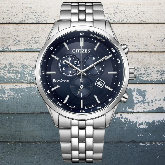 CITIZEN 星辰 GENTS系列 亞洲限定 光動能 經典計時腕錶 禮物推薦 送禮首選(AT2570-56L)