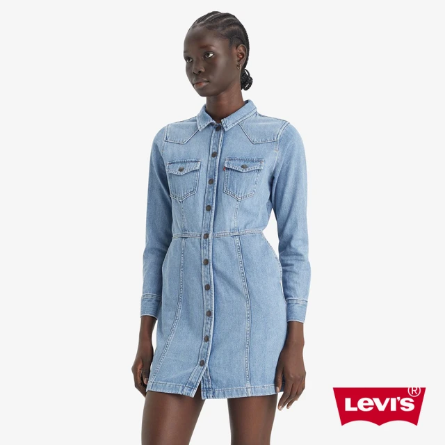 LEVIS 女款 經典丹寧牛仔長袖洋裝 人氣新品 A7592-0001