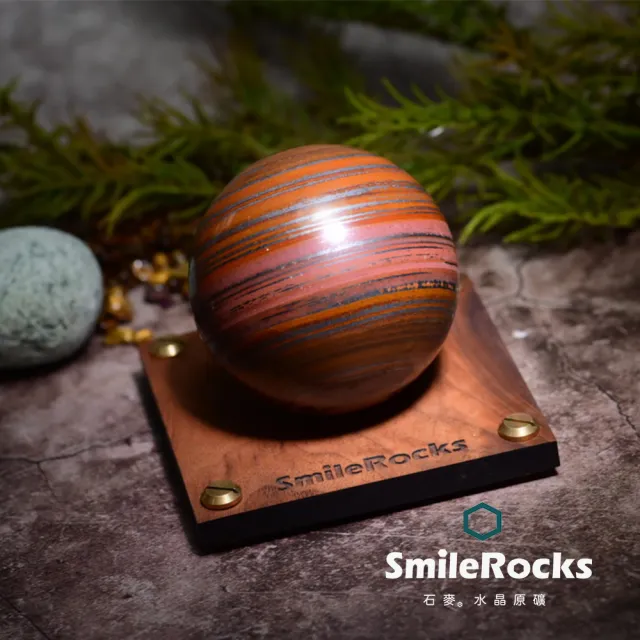 【SmileRocks 石麥】石麥水晶原礦   條帶狀鐵礦虎眼石球 No.621050907(SmilePad 9X9底板)