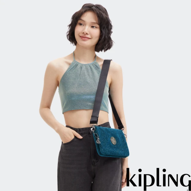 KIPLING官方旗艦館 經典黑菱格紋印花手提內夾層托特包-