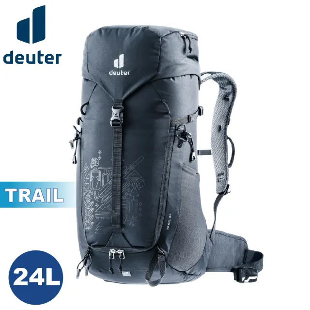 【deuter】24LTRAIL 限定版輕量拔熱透氣背包《黑》3441523/戶外休閒包/健行登山包(悠遊山水+)