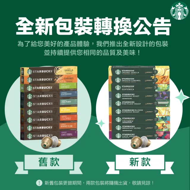 【STARBUCKS 星巴克】咖啡膠囊10顆x5盒組(口味任選;僅適用於Nespresso Original膠囊咖啡機)